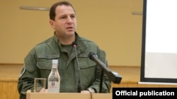 Armenia -- Defense Minister Davit Tonoyan speaks in Vanadzor, May 21, 2019. 