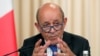 RUSSIA -- French Foreign Minister Jean-Yves Le Drian gestures as he speaks after a meeting of the Russian-French Security Cooperation Council in Moscow, September 9, 2019
