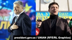 Петро Порошенко (л) та Володимир Зеленський (п) претендують на посаду президента