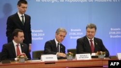 Представники країн «Східного партнерства» під час саміту у Брюсселі. 27 червня 2014 року