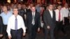 Armenia - Hanrapetutyun party leader Aram Sarkisian (L) and former President Levon Ter-Petrosian (C) lead an opposition demonstration in Yerevan.