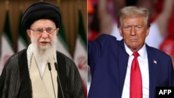 علی خامنه‌ای (چپ) به دونالد ترامپ در مورد ورود به جنگ با ایران هشدار داده است