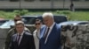 Ukrainian Minister of Foreign Affairs Andriy Sybiga (R) and his German counterpart Johann Wadephul (L) walk before talks in Kyiv on June 30, 2025, amid the Russian invasion in Ukraine. (Photo by Genya SAVILOV / AFP)
