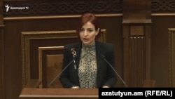 Armenia - Ani Samsonian of the Bright Armenia Party speaks in the parliament, February 13, 2019.