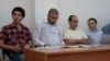 Armenia - (From L to R) Sargis Gevorgian, Davit Kiramijian, Artak Karapetian and Tigran Arakelian, young activists of the opposition Armenian National Congress, during their trial at a Yerevan court, 14Jul2012