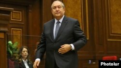 Armenia - Armen Sarkissian is seen in the parliament moment after being elected Armenia's next president, 2 March 2018.