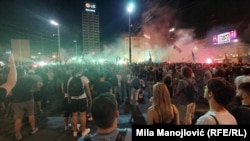 Атмосфера од студентскиот протест во Белград