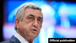 France - President Serzh Sarkisian speaks at the Council of Europe Parliamentary Assembly in Strasbourg, 24 January 2018.